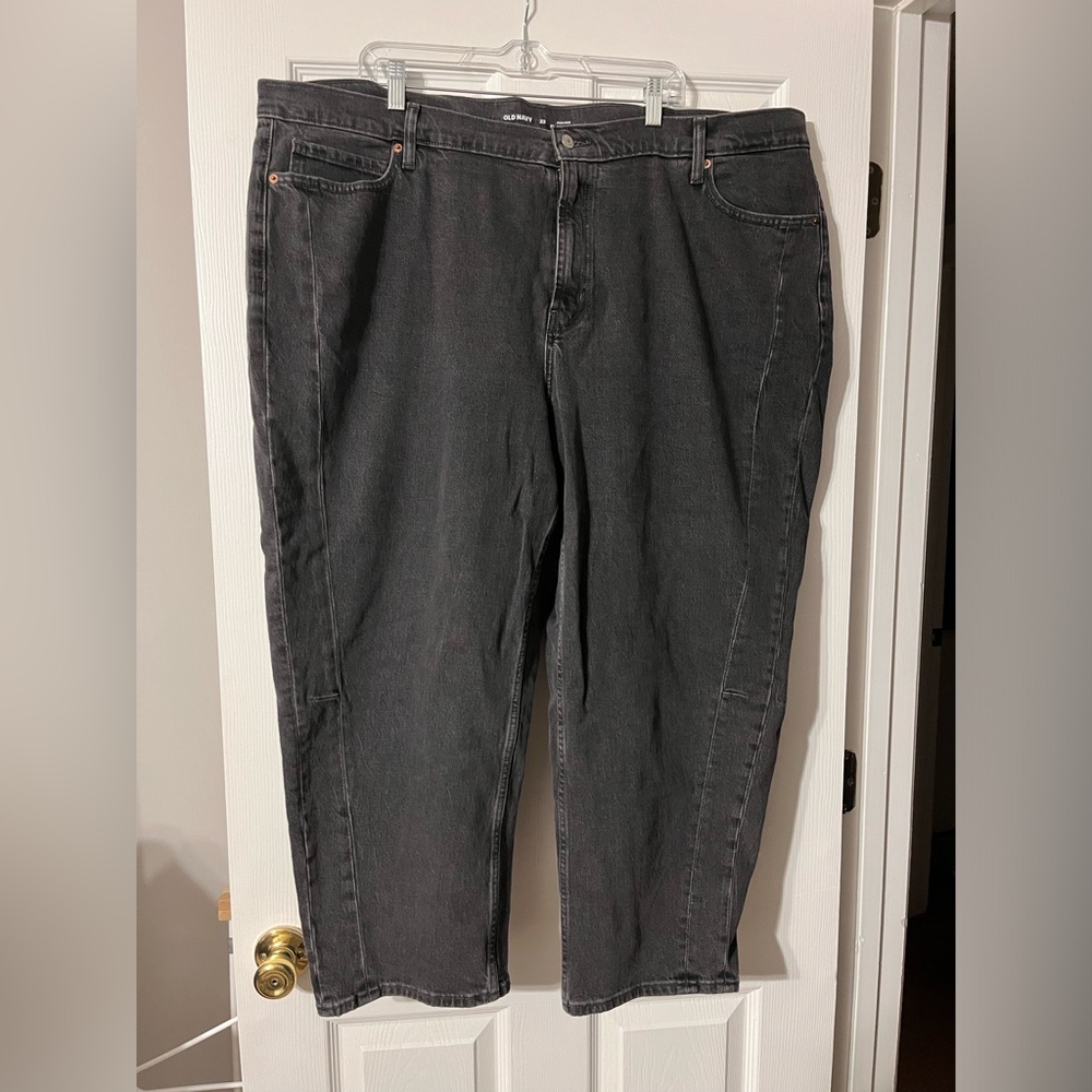 Old Navy Charcoal High-Rise Barrel Leg Jeans
